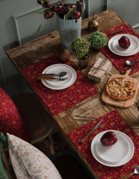 Red Bell Print Table Set for Christmas
