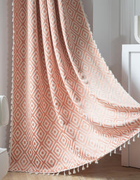 Striped Embroidered Solid Color Tassel Curtains