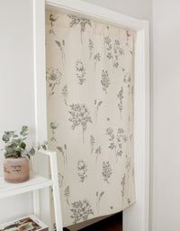 Sketch Flower Print Modern Simple Door Curtain