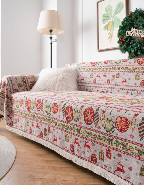 Christmas Jacquard Thick Vintage Sofa Throw