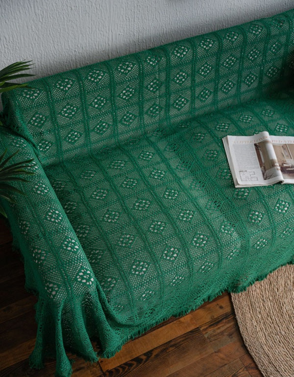 Green Hollow Retro Multifunctional Throw Blanket