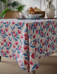 Pastoral Floral Printed Pink Flower Tablecloth