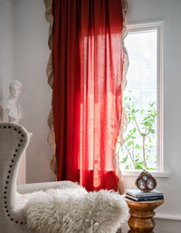 Ruffled Contrast Orange French Curtains