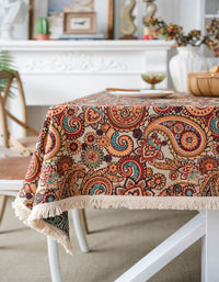 Colorful Perris Jacquard Tablecloth Thick Fringe