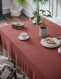 Orange Washed Cotton Ruffled Tablecloth