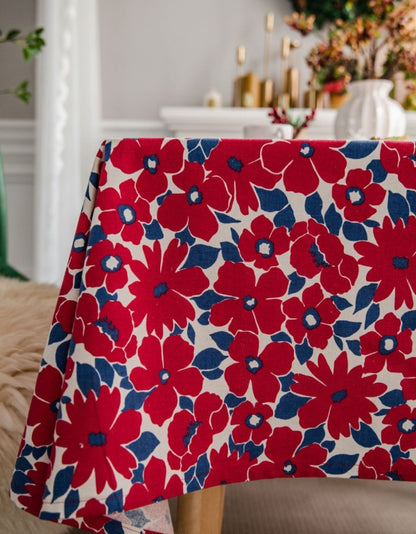 Nappe de Noël à imprimé floral rouge