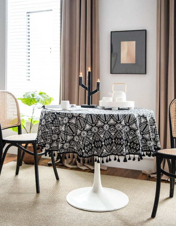 Black Geometric Double Sided Thickened Tablecloth