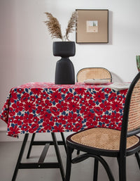Red Floral Printed Christmas Festive Tablecloth