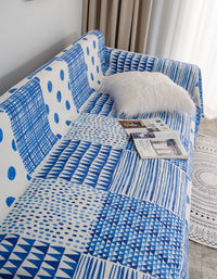 Blue Patchwork Polka Dot Pattern Multifunctional Blanket