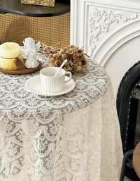 Beige Lace Embroidery Tablecloth