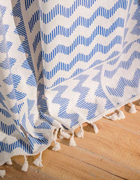 Blue Geometric Pattern Cotton Linen Curtains
