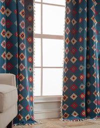 Bohemian Geometric Drapes with Fringe Detailing Window Curtain