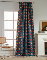 Bohemian Geometric Drapes with Fringe Detailing Window Curtain