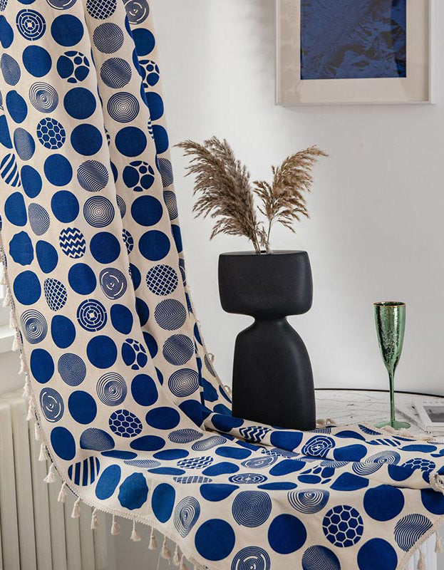 Bohemian Style Blue Polka Dot Pattern Curtains