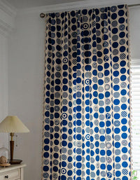 Bohemian Style Blue Polka Dot Pattern Curtains