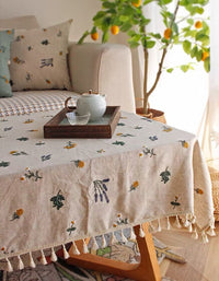 Botanical Floral Embroidery Tablecloth