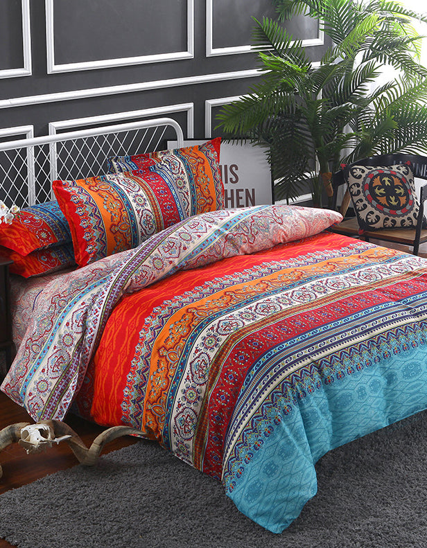 Bright Bold Artisan-Inspired Design Bohemian Stripe Bedding Set (3PCS)