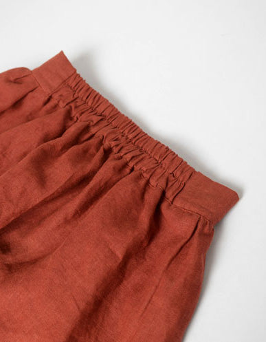 Buckles Front Mid-length Linen Skirt