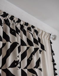 Zebra Stripes Print Tassel Edge Cotton Curtain