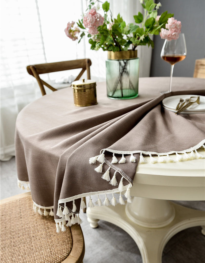 Christmas Style Round Tablecloth with Tassel