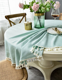 Christmas Style Round Tablecloth with Tassel