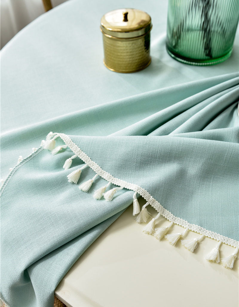 Christmas Style Round Tablecloth with Tassel