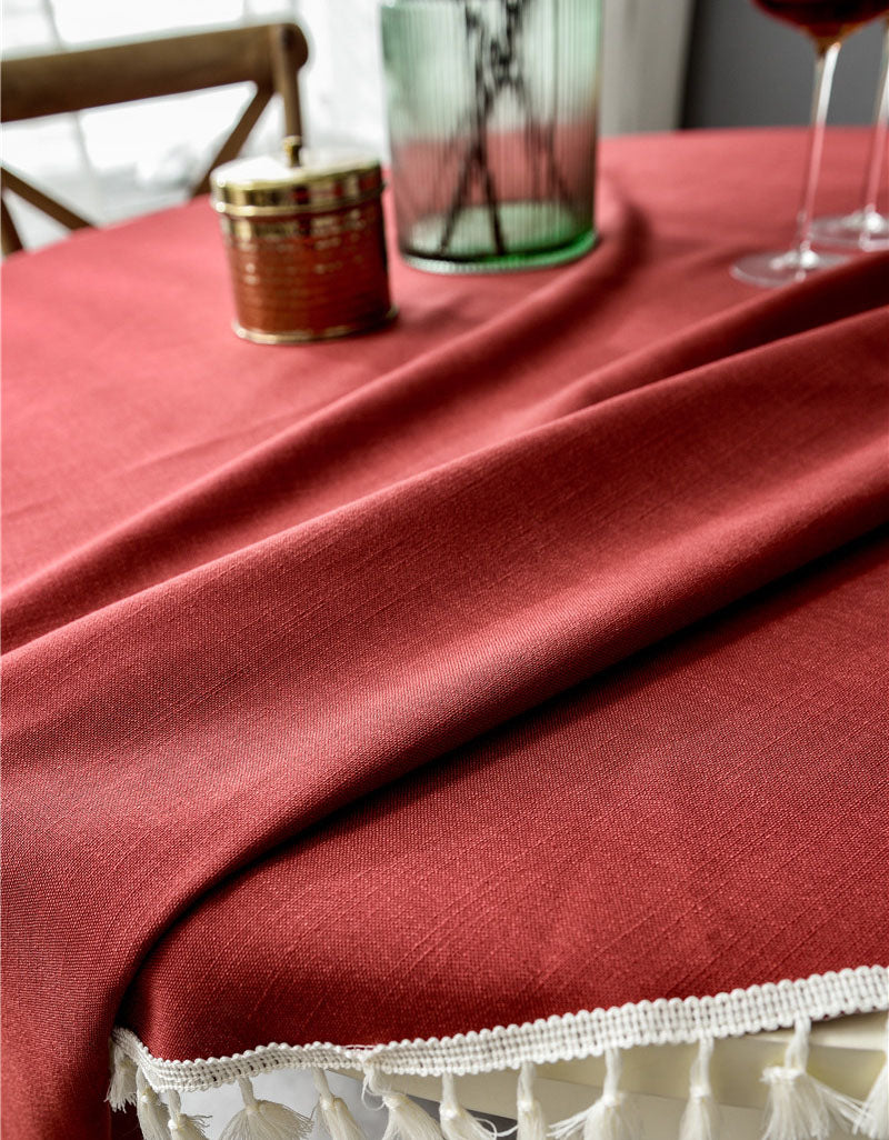 Christmas Style Round Tablecloth with Tassel