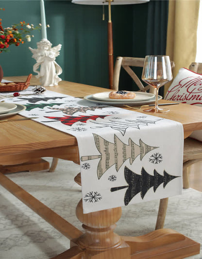 Christmas Tree & Snowflake Pattern Table Runner