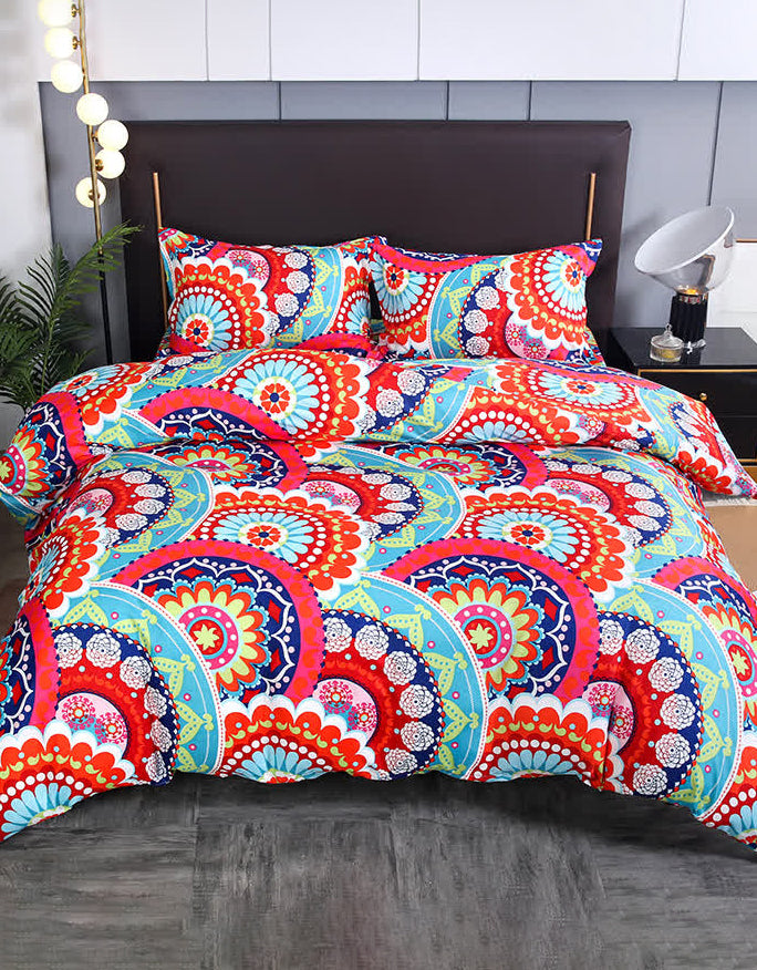 Colorful Mandala Design Exotic Bohemian Pattern Bedding Set (3PCS)