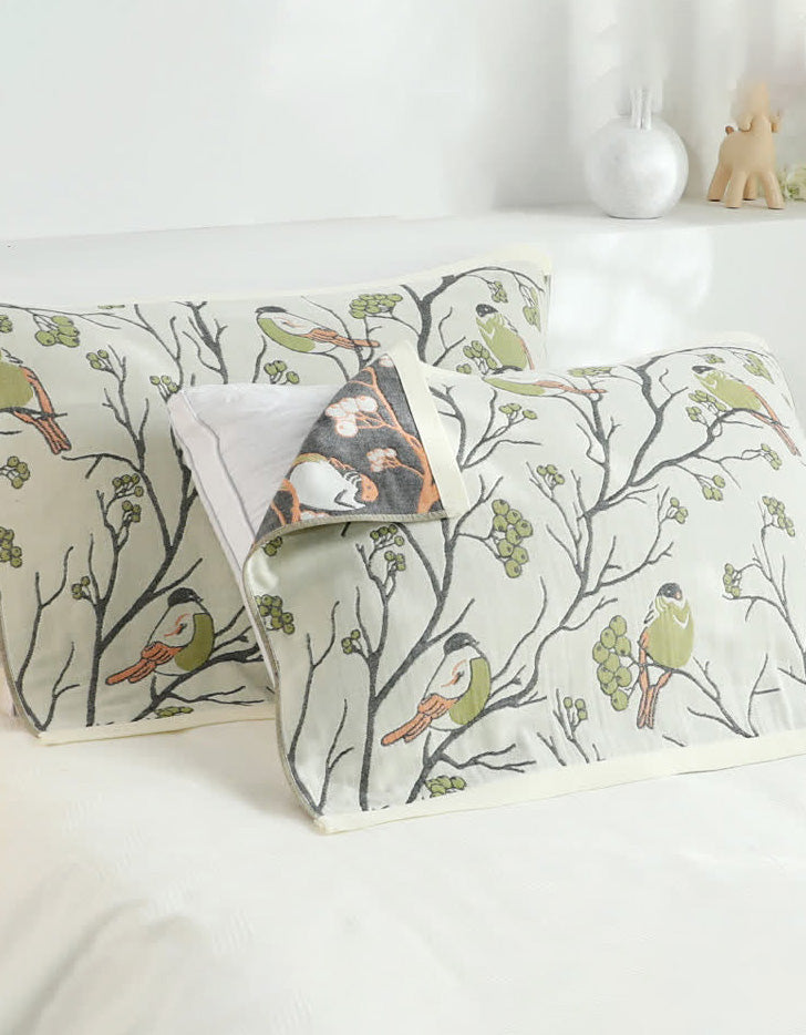 Cotton Hawthorn Bird Pillow Cover ( 2 PCS)