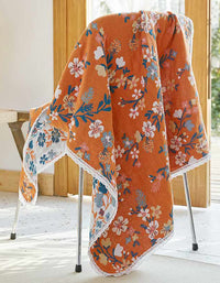 Cotton Lilac Flower Pattern Reversible Bath Towel