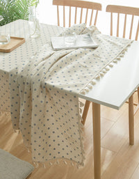 Cotton Linen Blue Daisy Printing Tablecloth