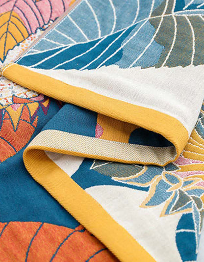 Serviette de bain réversible en coton à motif tournesol