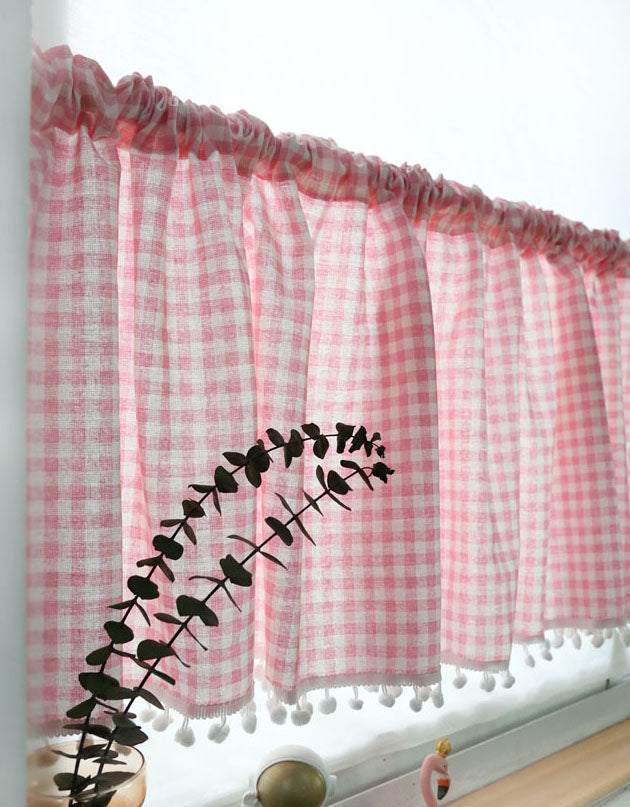 Countryside Style Plaid Half Curtains