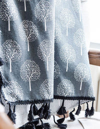 Countryside Style Tree Pattern Cotton Linen Curtains