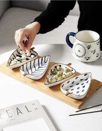 Creative Ceramic Leaf Snack Plate Set