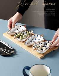 Creative Ceramic Leaf Snack Plate Set