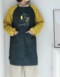 Dark Green Waterproof And Oil-proof Cotton Long-sleeved Kitchen Apron