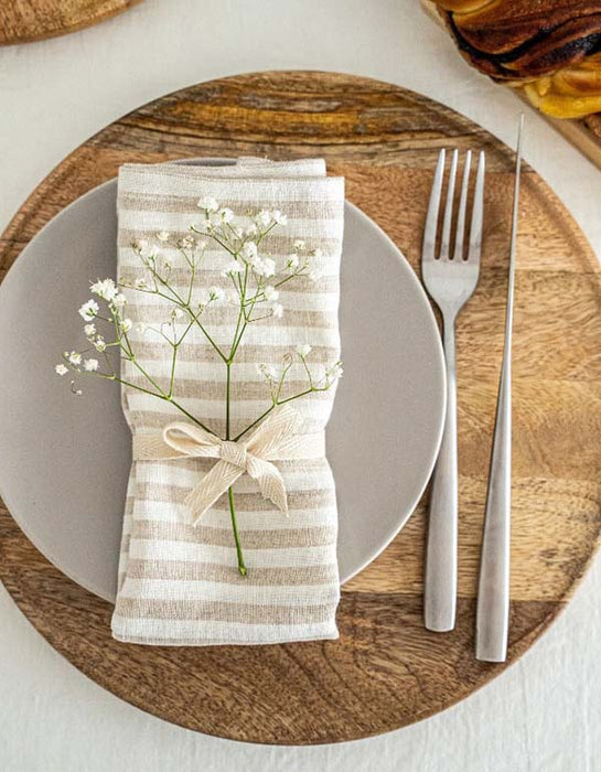 Dyed Striped French Linen Tablecloth Napkin
