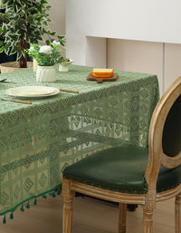 Elegant Vintage Boho Lace Tablecloth with Tassels