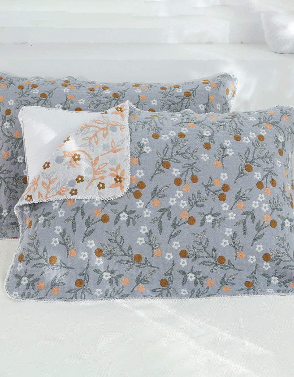 Floral Cotton Gauze Cushion Cover ( 2 PCS)