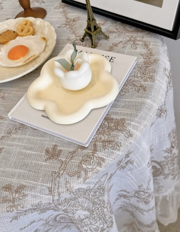 French Retro Lace Cross Linen Table Cloth
