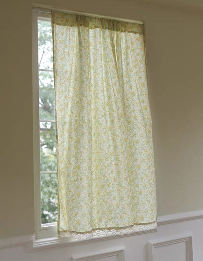 Cortinas de algodón con estampado floral amarillo de estilo fresco