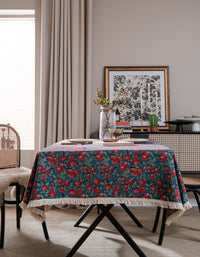 Fringe Edge Countryside Style Floral Table Cloth
