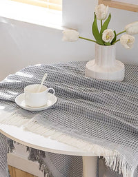 Gray Pastoral Style High Density Woven Honeycomb Lattice Tablecloth