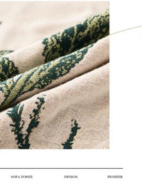 Green Grass Woven Pastoral Style Cotton Blanket