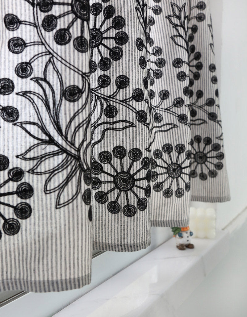 Half Style Embroidery Linen Curtains