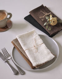 Handmade Fur Edge Solid Linen Napkin