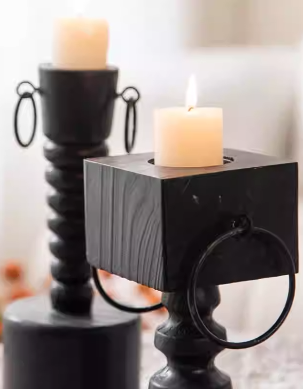 Handmade Wooden Vintage Candle Holder