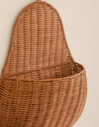 Handmade Woven Rattan Pear Shape Multifunctional Wall Basket